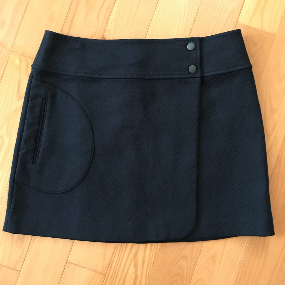 Theory Katen Forage Dark Navy Mini Wrap Skirt utility